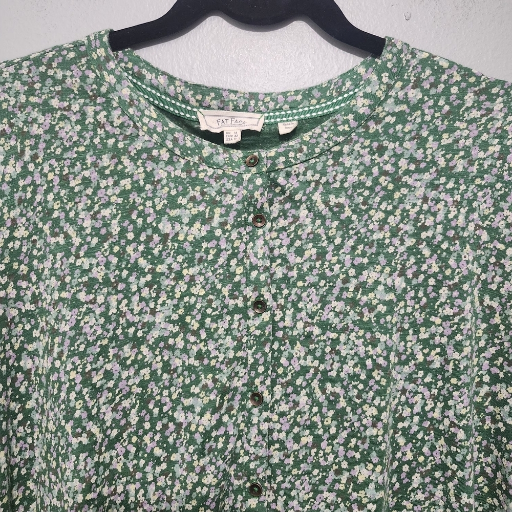 Fat Face Green White Floral Tunic Size 10 - Picture 2 of 7
